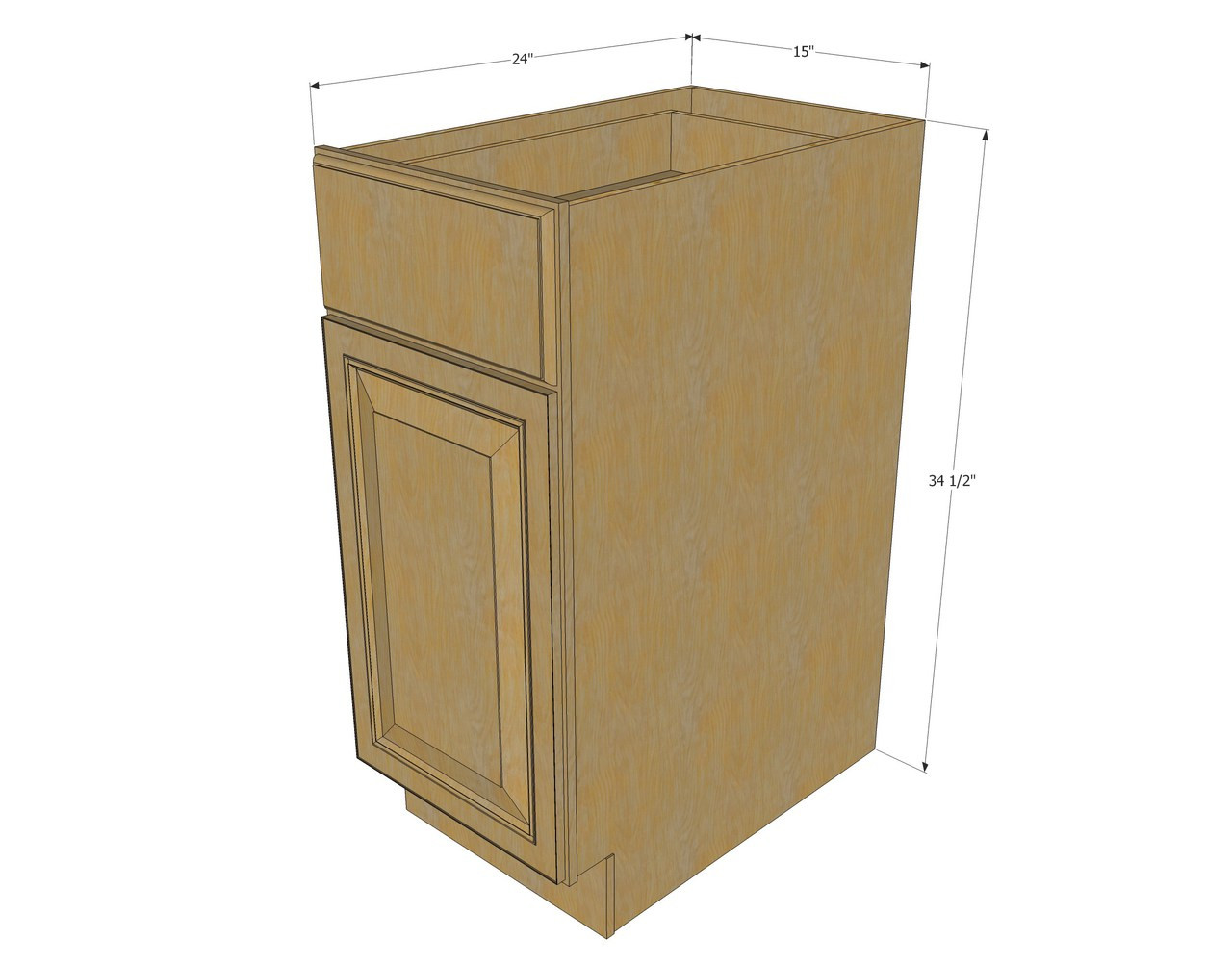 Regal Oak Small Base Cabinet With 15 Inch Door Drawer Kitchen
