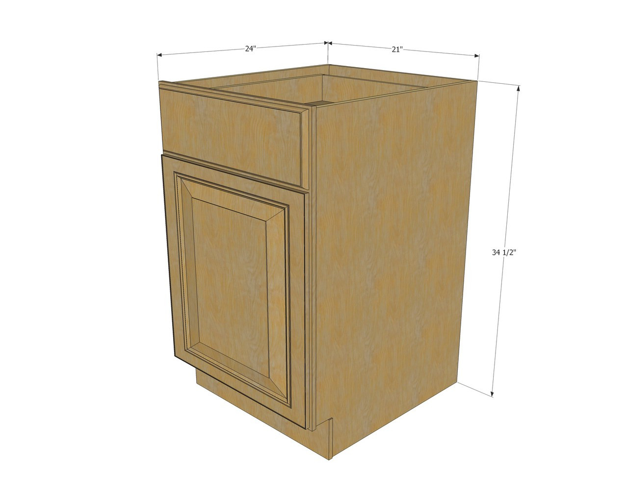 Regal Oak Small Base Cabinet With 21 Inch Door Drawer Kitchen