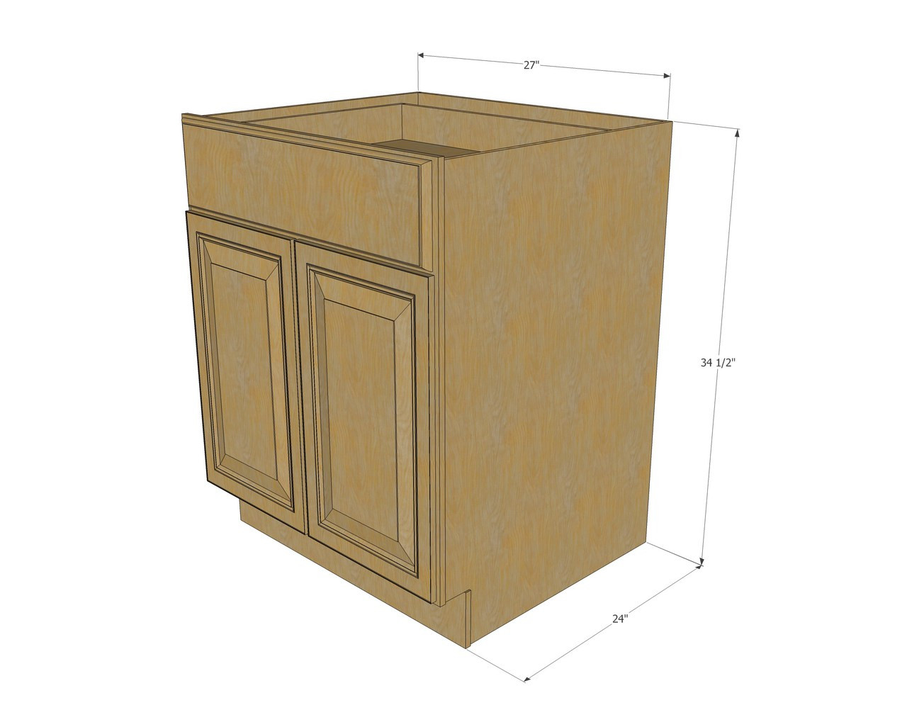 Regal Oak Medium Base Cabinet With Double Doors Single Drawer