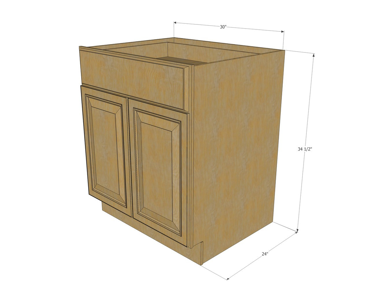 Regal Oak Medium Base Cabinet With Double Doors Single Drawer