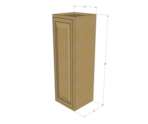 Small Single Door Regal Oak Wall Cabinet 12 Inch Wide X 30 Inch