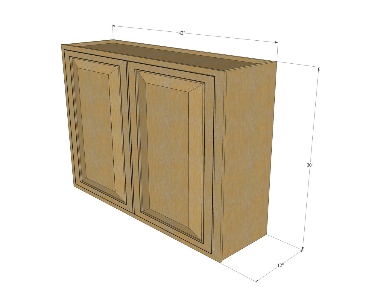 Large Double Door Regal Oak Wall Cabinet - 42 Inch Wide x ...