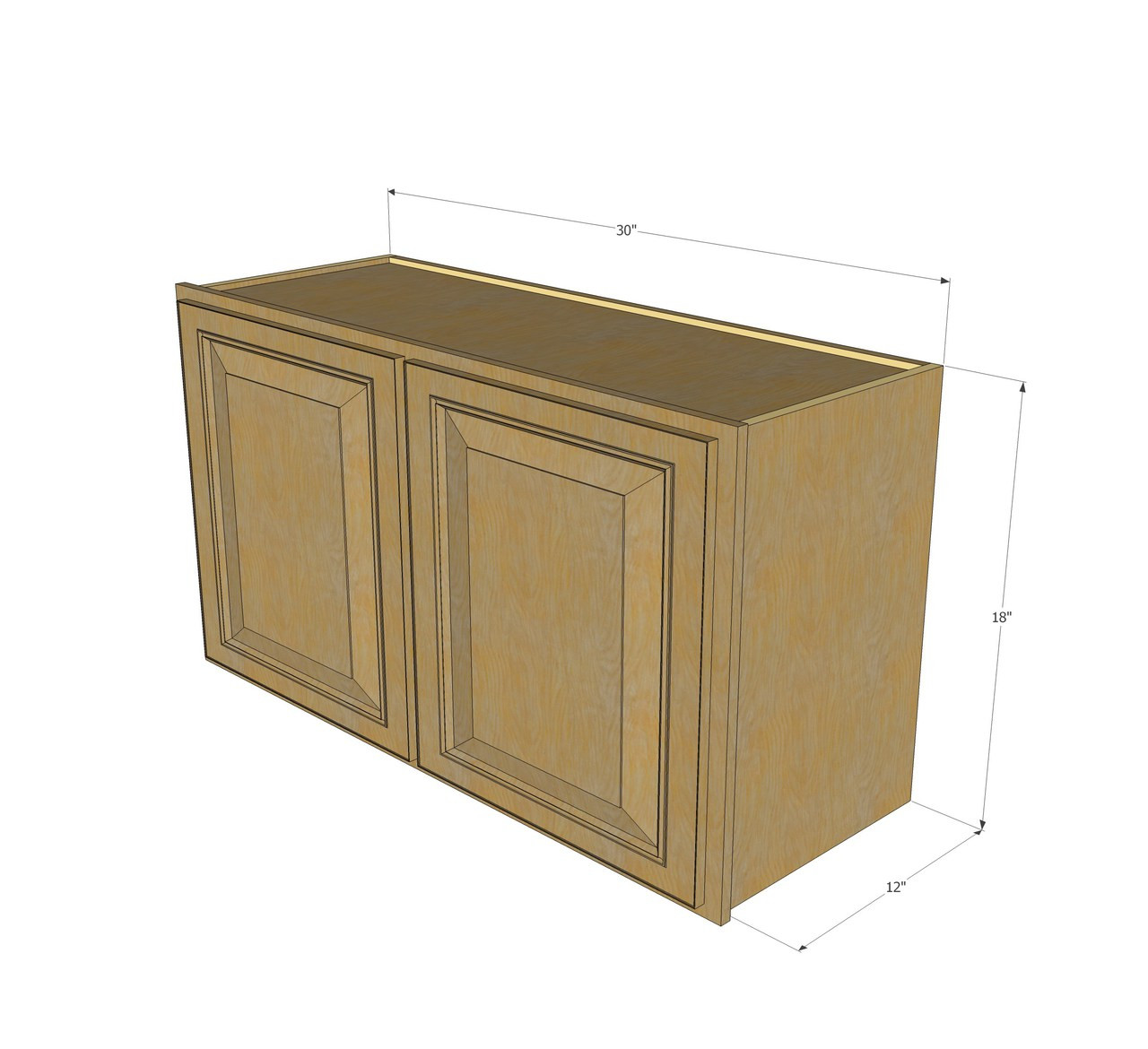 Regal Oak Horizontal Overhead Wall Cabinet 30 Inch Wide X 18