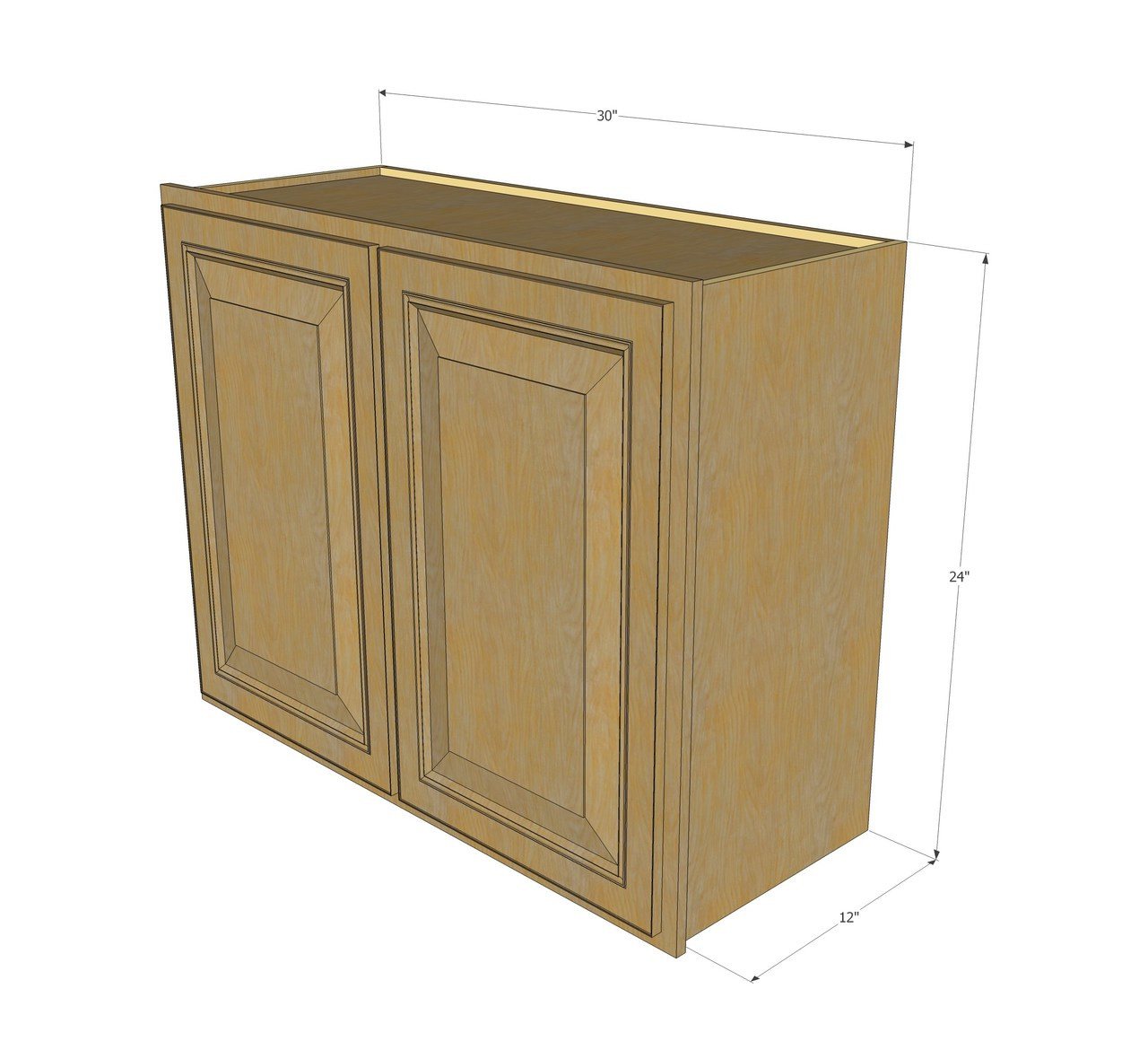 Regal Oak Horizontal Overhead Wall Cabinet - 30 Inch Wide ...