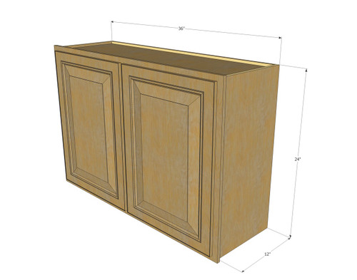 Regal Oak Horizontal Overhead Wall Cabinet 36 Inch Wide X 24