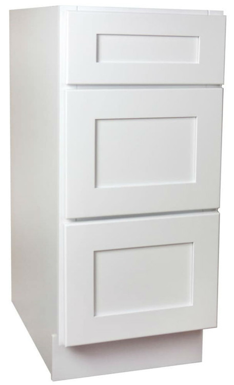 Arcadia White Shaker 3 Drawer Base Cabinet 15 Inch ...