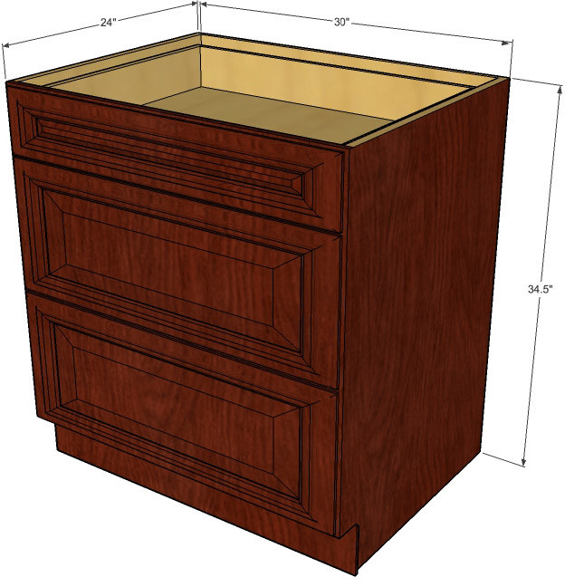 Brandywine Maple 3 Drawer Base Cabinet 30 Inch Kitchen Cabinet Warehouse