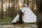 Safir 7 ECO tent setup in woods.
