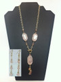 Rose Quartz and Pink Crystal Necklace and Earrings Set