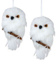Set of 2 Kurt Adler Winter Wilderness White Snowy Owl Ornaments