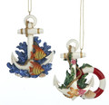 Set of Two Glittery Anchors Away Christmas Ornaments	