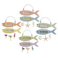 Set of Four Assorted Fun Fish with Shell Plaques Ornaments