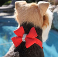 Red Nouveau Bow Ultrasuede and Swarovski Crystal 1/2" Collar