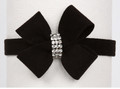 Black Nouveau Bow Ultrasuede and Swarovski Crystal 1/2" Collar