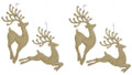 Set of 4 Champagne Gold Diamond Reindeer Holiday Ornaments