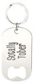 "Sotally Tober" bottle opener keychain.

Durable iron construction.

Approximately 1 3/4"x 4 1/2"
