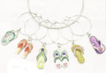 Set of 6 Flip Flop Wine Glass Charms