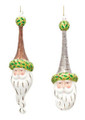 Set of 2 Woodland Santa Head Ornaments