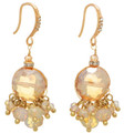 Golden Bead Earrings with Ivory Bead Accents