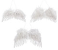 Set of Three Assorted White Feather Angel Wing Christmas Ornaments