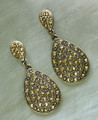 Gold / Copper Stone Teardrop Dangle Earrings Lots of Bling