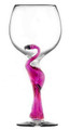 Hot Pink Flamingo Hand Blown Artistic Wine Glass from Yurana Designs