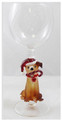 Hand Blown Christmas Dog with Candy Cane Wine Glass from Yurana