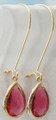 Ruby Red Colored Crystal 18k Gold Plated Dangle Earrings