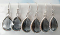  Light Gray Colored Crystal Silver Plated Dangle Earrings