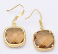 Gold Plated Square Auburn Crystal Earrings