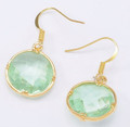 Gold Plated Cubic Zirconia Light Green Earrings