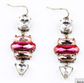Layered Geometric Pink Crystal Drop Earrings