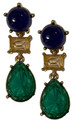 Blue and Green Crystal Drop Earrings