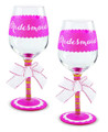 Set of Two Pink "Bridesmaid" Wine Glasses by Mud Pie