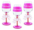 Set of 3 Pink "Bridesmaid" Wine Glasses by Mud Pie