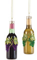 Set of Two Assorted Decorative Grapes Wine Bottle Ornaments 	