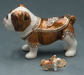 Standing Bulldog Bejeweled Box with Matching Necklace