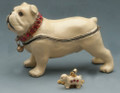Bulldog with Red Crystal Collar Bejeweled Box with Matching Necklace
