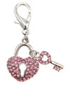 Pink Pave Crystal Heart with Key D-Ring