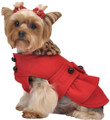 Red Peplum Dog Coat with Faux Leopard Print Collar