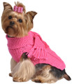 Hot Pink Cable Knit Dog Sweater with Matching Fringe Scarf Size 14