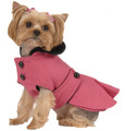 Hot Pink Peplum Dog Coat with Black Velvet Collar