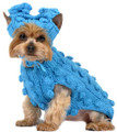 Turquoise Bobble Knit Dog Sweater with Matching Hat