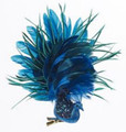 Glittered Clip On Peacock Ornament with Bright Blue Feathers