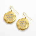 Crystal Studded Gold Abstract Earrings