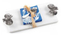 Marble Sea Shell Cheese Tray Set w Spreader and Cocktail Napkins