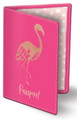 Tropical Pink Flamingo Passport Cover with Gold Accents