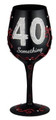 40 Something Bottom's Up 15-Ounce Hand Painted Wine Glass with Bling
