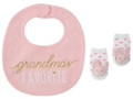 "Grandma's Favorite" Pink Bib and Heart Booties Gift Set