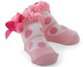 Pink Polka Dot Baby Girl Socks with Light Pink Ruffles by Mud Pie